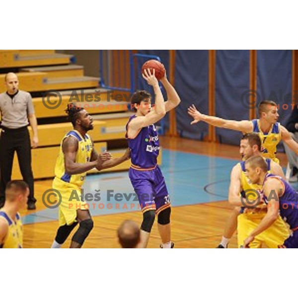 Alexander Shaskov of Helios Suns in action during Nova KBM league basketball match between Sencur GGD and Helios Suns in Sencur Sports Hall, Slovenia on December 2, 2017