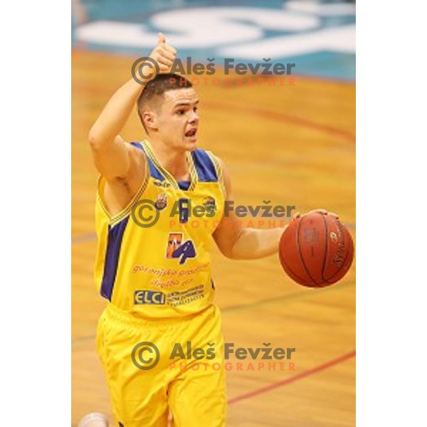 Grega Sajevic of Sencur GGD in action during Nova KBM league basketball match between Sencur GGD and Helios Suns in Sencur Sports Hall, Slovenia on December 2, 2017