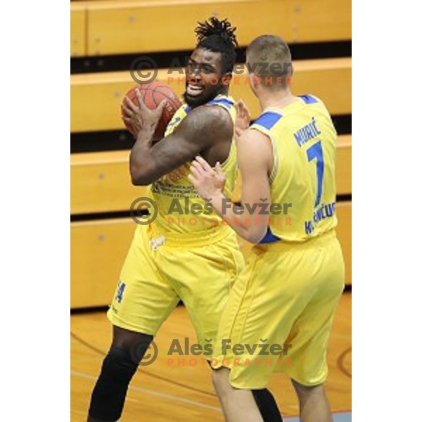 Staphon Blair of Sencur GGD in action during Nova KBM league basketball match between Sencur GGD and Helios Suns in Sencur Sports Hall, Slovenia on December 2, 2017