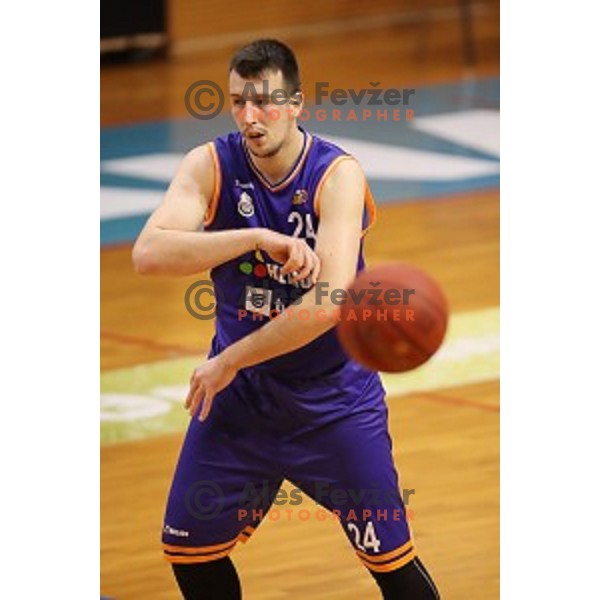 Jure Besedic of Helios Suns in action during Nova KBM league basketball match between Sencur GGD and Helios Suns in Sencur Sports Hall, Slovenia on December 2, 2017