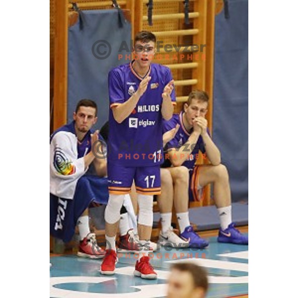 Nejc Klavzar of Helios Suns in action during Nova KBM league basketball match between Sencur GGD and Helios Suns in Sencur Sports Hall, Slovenia on December 2, 2017