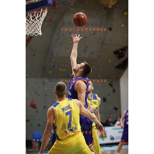 Matej Rojc of Helios Suns in action during Nova KBM league basketball match between Sencur GGD and Helios Suns in Sencur Sports Hall, Slovenia on December 2, 2017