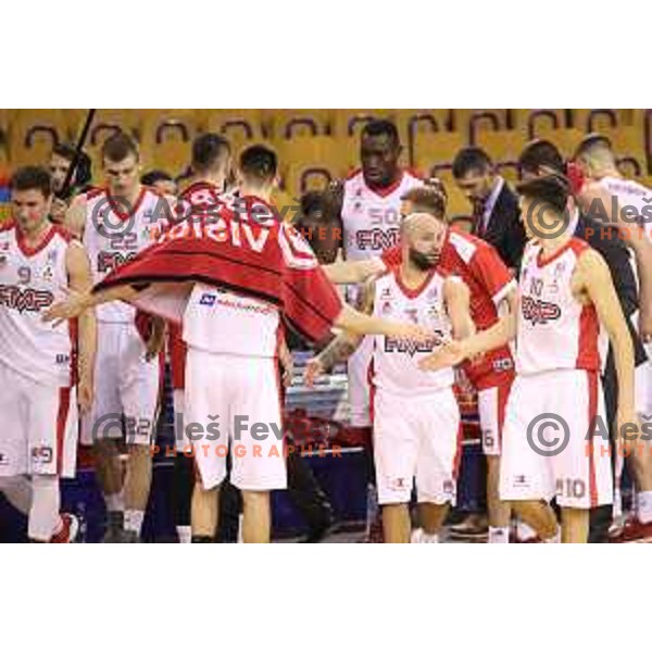 of Petrol Olimpija in action during ABA league basketball match between Petrol Olimpija and FMP in Tivoli Hall, Ljubljana on December 3, 2017