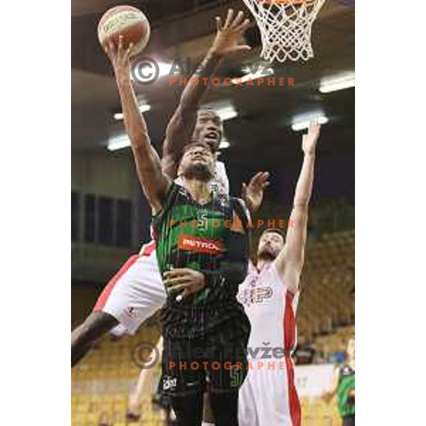 of Petrol Olimpija in action during ABA league basketball match between Petrol Olimpija and FMP in Tivoli Hall, Ljubljana on December 3, 2017