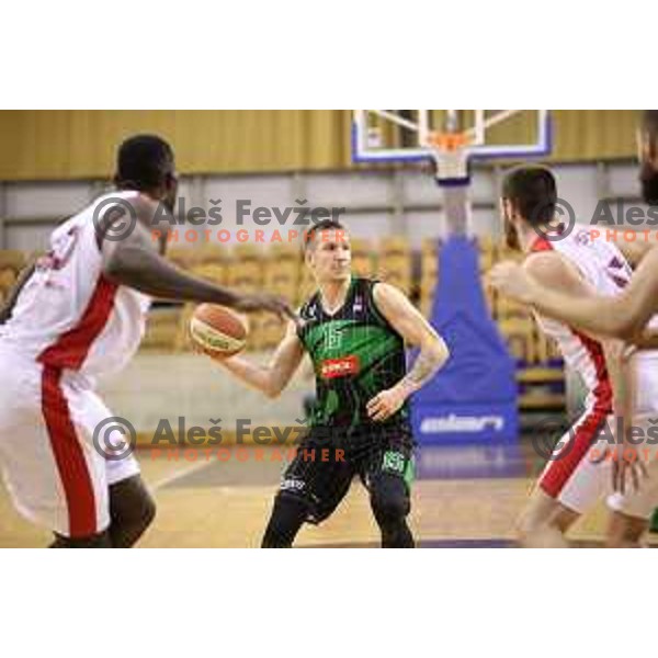 of Petrol Olimpija in action during ABA league basketball match between Petrol Olimpija and FMP in Tivoli Hall, Ljubljana on December 3, 2017