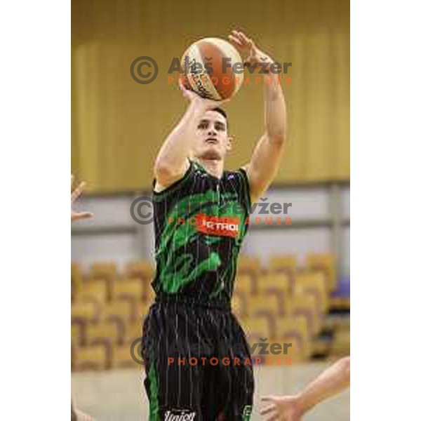 of Petrol Olimpija in action during ABA league basketball match between Petrol Olimpija and FMP in Tivoli Hall, Ljubljana on December 3, 2017