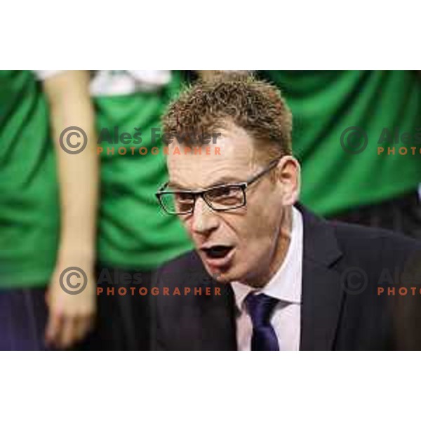 of Petrol Olimpija in action during ABA league basketball match between Petrol Olimpija and FMP in Tivoli Hall, Ljubljana on December 3, 2017