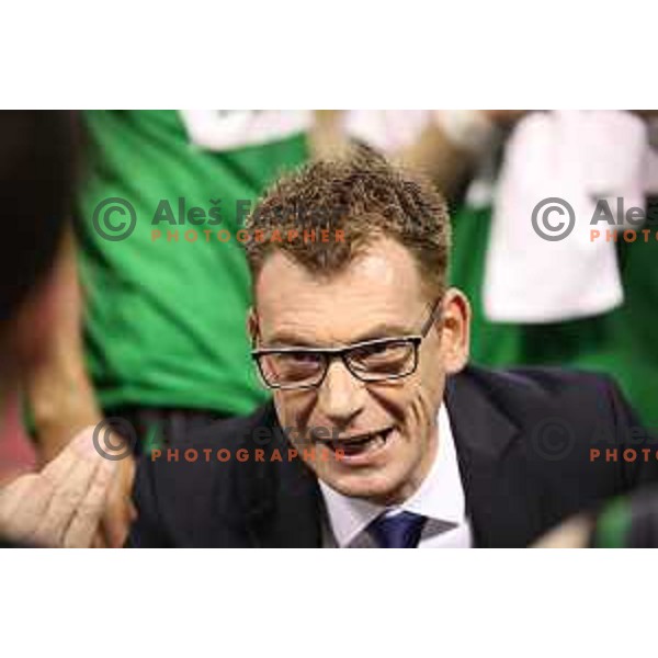 of Petrol Olimpija in action during ABA league basketball match between Petrol Olimpija and FMP in Tivoli Hall, Ljubljana on December 3, 2017