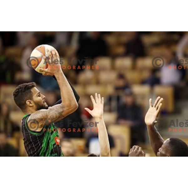 of Petrol Olimpija in action during ABA league basketball match between Petrol Olimpija and FMP in Tivoli Hall, Ljubljana on December 3, 2017