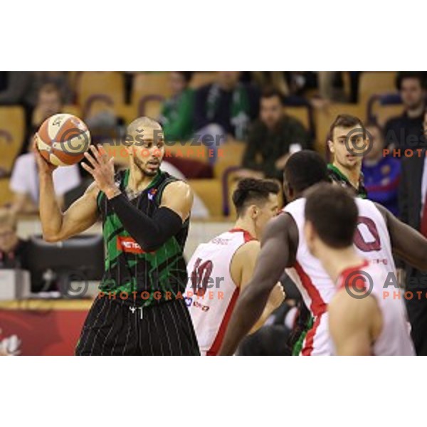 of Petrol Olimpija in action during ABA league basketball match between Petrol Olimpija and FMP in Tivoli Hall, Ljubljana on December 3, 2017