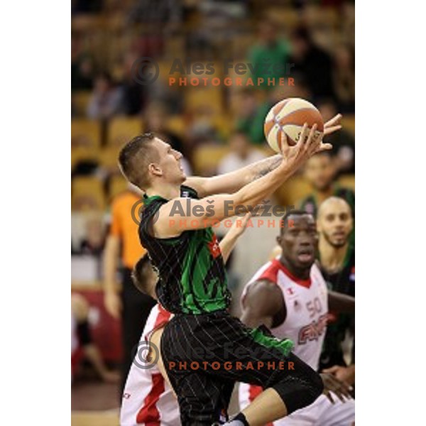 of Petrol Olimpija in action during ABA league basketball match between Petrol Olimpija and FMP in Tivoli Hall, Ljubljana on December 3, 2017