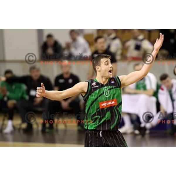 of Petrol Olimpija in action during ABA league basketball match between Petrol Olimpija and FMP in Tivoli Hall, Ljubljana on December 3, 2017