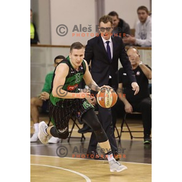 of Petrol Olimpija in action during ABA league basketball match between Petrol Olimpija and FMP in Tivoli Hall, Ljubljana on December 3, 2017