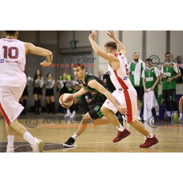 of Petrol Olimpija in action during ABA league basketball match between Petrol Olimpija and FMP in Tivoli Hall, Ljubljana on December 3, 2017