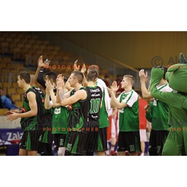 of Petrol Olimpija in action during ABA league basketball match between Petrol Olimpija and FMP in Tivoli Hall, Ljubljana on December 3, 2017