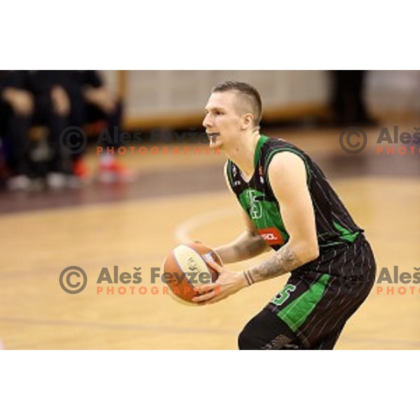 of Petrol Olimpija in action during ABA league basketball match between Petrol Olimpija and FMP in Tivoli Hall, Ljubljana on December 3, 2017