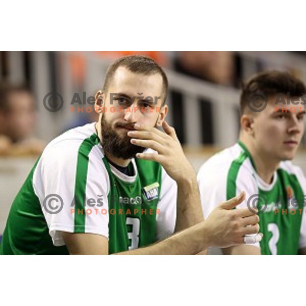 of Petrol Olimpija in action during ABA league basketball match between Petrol Olimpija and FMP in Tivoli Hall, Ljubljana on December 3, 2017
