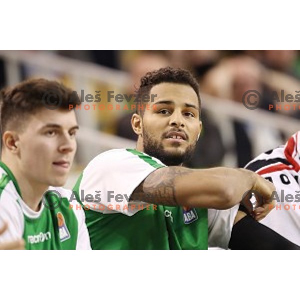 of Petrol Olimpija in action during ABA league basketball match between Petrol Olimpija and FMP in Tivoli Hall, Ljubljana on December 3, 2017