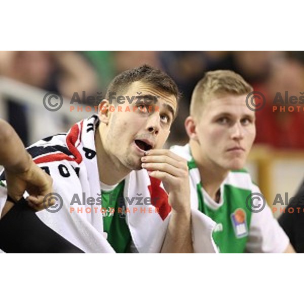 of Petrol Olimpija in action during ABA league basketball match between Petrol Olimpija and FMP in Tivoli Hall, Ljubljana on December 3, 2017