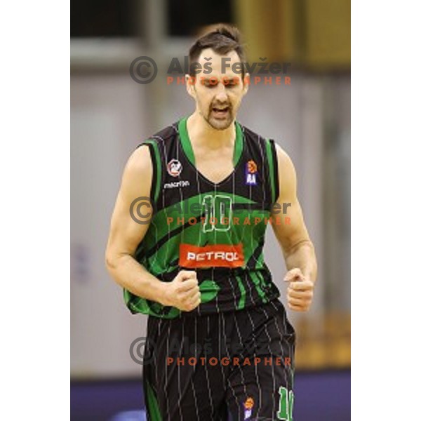 of Petrol Olimpija in action during ABA league basketball match between Petrol Olimpija and FMP in Tivoli Hall, Ljubljana on December 3, 2017