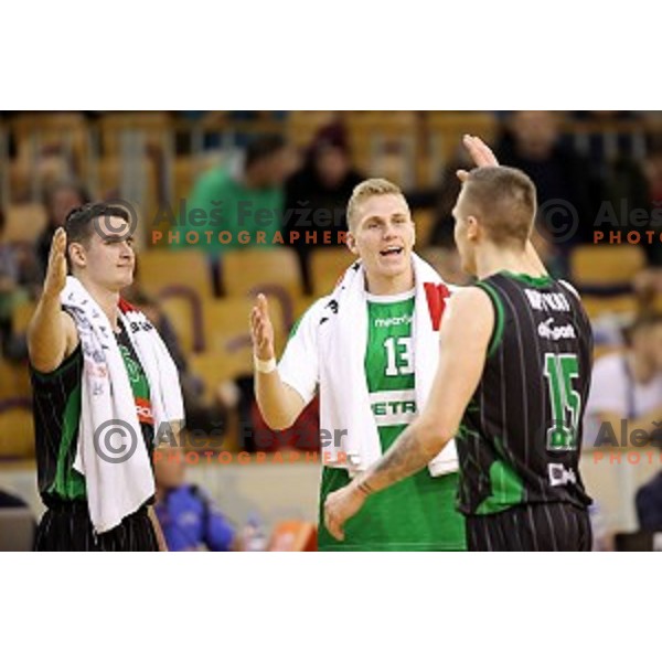 of Petrol Olimpija in action during ABA league basketball match between Petrol Olimpija and FMP in Tivoli Hall, Ljubljana on December 3, 2017