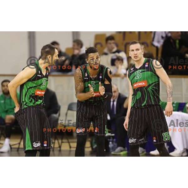 of Petrol Olimpija in action during ABA league basketball match between Petrol Olimpija and FMP in Tivoli Hall, Ljubljana on December 3, 2017