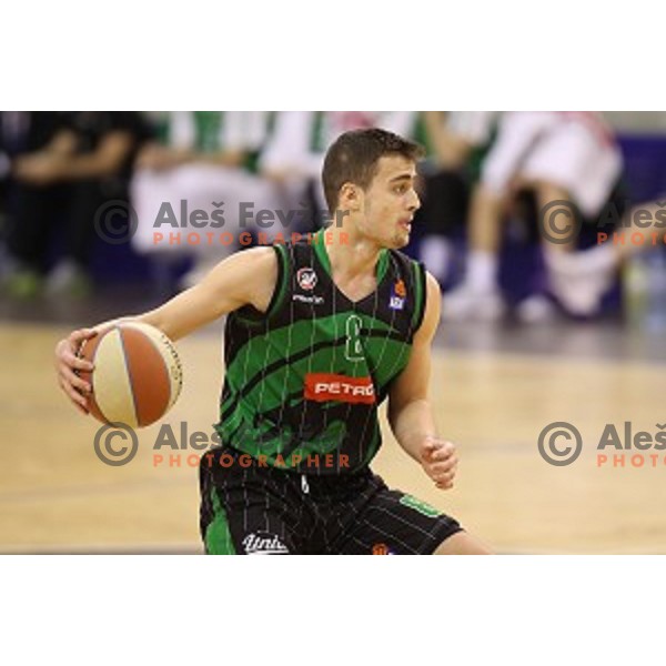 of Petrol Olimpija in action during ABA league basketball match between Petrol Olimpija and FMP in Tivoli Hall, Ljubljana on December 3, 2017