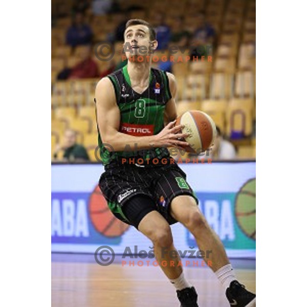 of Petrol Olimpija in action during ABA league basketball match between Petrol Olimpija and FMP in Tivoli Hall, Ljubljana on December 3, 2017