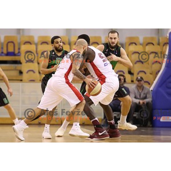 of Petrol Olimpija in action during ABA league basketball match between Petrol Olimpija and FMP in Tivoli Hall, Ljubljana on December 3, 2017