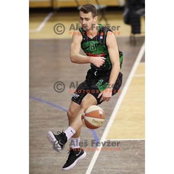 of Petrol Olimpija in action during ABA league basketball match between Petrol Olimpija and FMP in Tivoli Hall, Ljubljana on December 3, 2017
