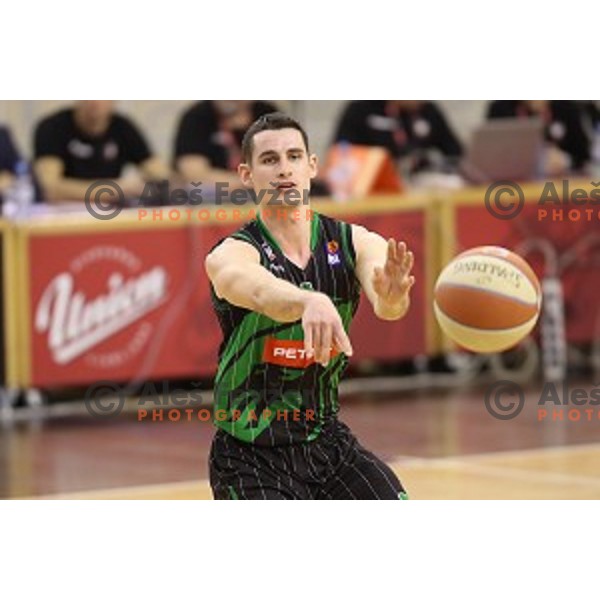 of Petrol Olimpija in action during ABA league basketball match between Petrol Olimpija and FMP in Tivoli Hall, Ljubljana on December 3, 2017