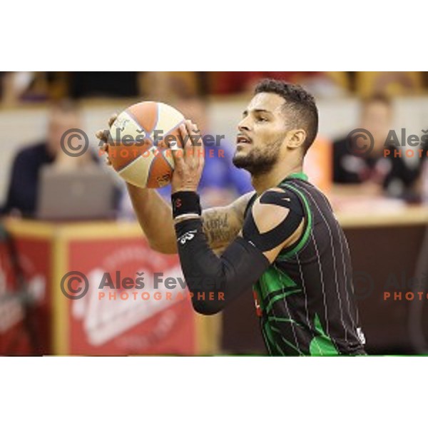 of Petrol Olimpija in action during ABA league basketball match between Petrol Olimpija and FMP in Tivoli Hall, Ljubljana on December 3, 2017