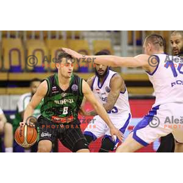Roko Badzim of Petrol Olimpija in action during FIBA Champions League basketball match between Petrol Olimpija and Rosa Radom in Tivoli Hall, Ljubljana on December 5, 2017