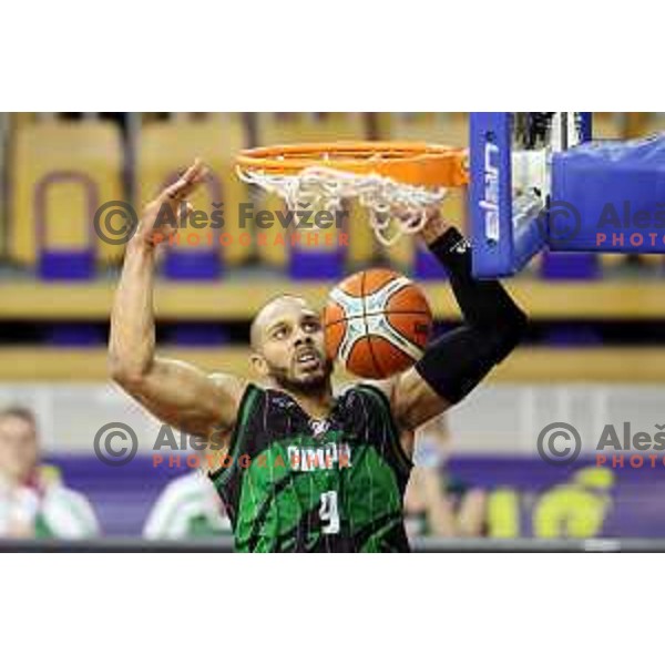 Jordan Morgan of Petrol Olimpija in action during FIBA Champions League basketball match between Petrol Olimpija and Rosa Radom in Tivoli Hall, Ljubljana on December 5, 2017