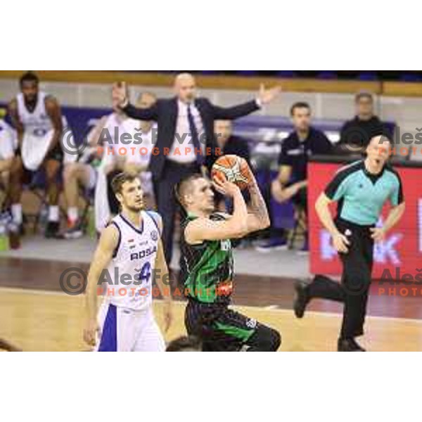 Gregor Hrovat of Petrol Olimpija in action during FIBA Champions League basketball match between Petrol Olimpija and Rosa Radom in Tivoli Hall, Ljubljana on December 5, 2017