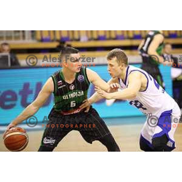 Jan Span of Petrol Olimpija in action during FIBA Champions League basketball match between Petrol Olimpija and Rosa Radom in Tivoli Hall, Ljubljana on December 5, 2017
