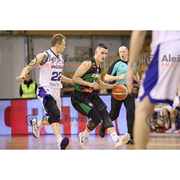 Jan Span of Petrol Olimpija in action during FIBA Champions League basketball match between Petrol Olimpija and Rosa Radom in Tivoli Hall, Ljubljana on December 5, 2017