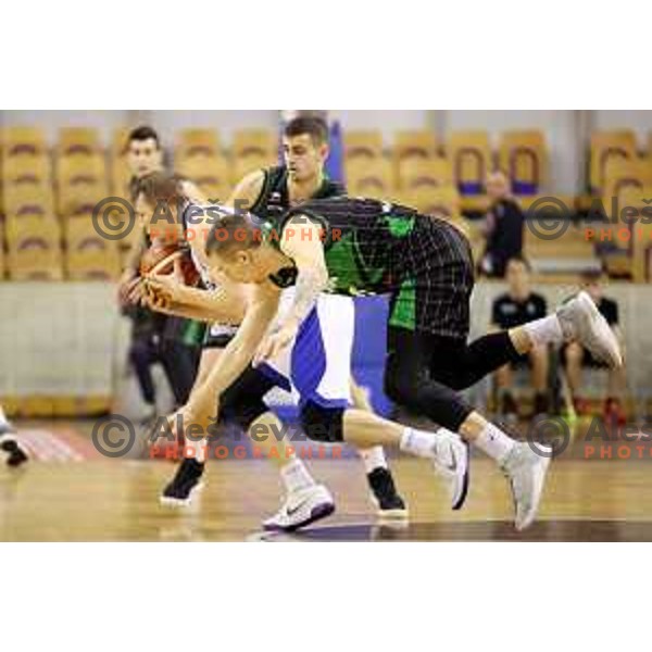 Gregor Hrovat of Petrol Olimpija in action during FIBA Champions League basketball match between Petrol Olimpija and Rosa Radom in Tivoli Hall, Ljubljana on December 5, 2017