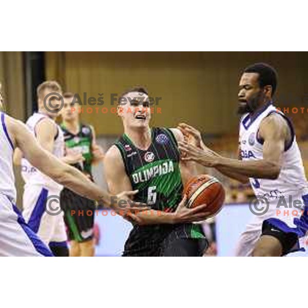 Jan Span of Petrol Olimpija in action during FIBA Champions League basketball match between Petrol Olimpija and Rosa Radom in Tivoli Hall, Ljubljana on December 5, 2017