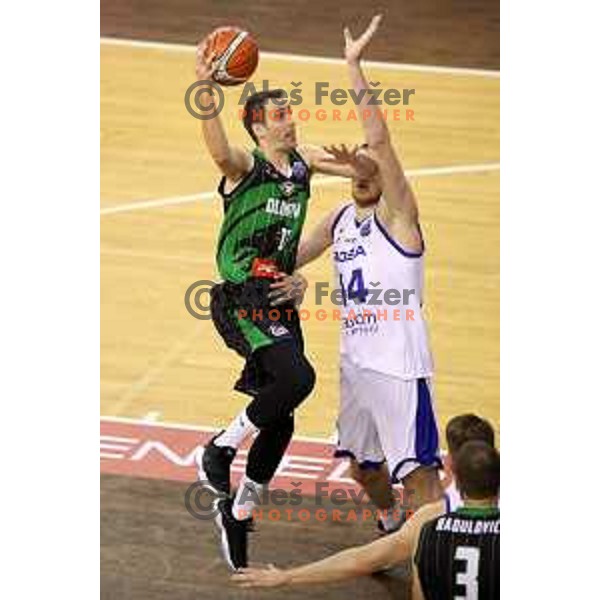 Domen Lorbek of Petrol Olimpija in action during FIBA Champions League basketball match between Petrol Olimpija and Rosa Radom in Tivoli Hall, Ljubljana on December 5, 2017