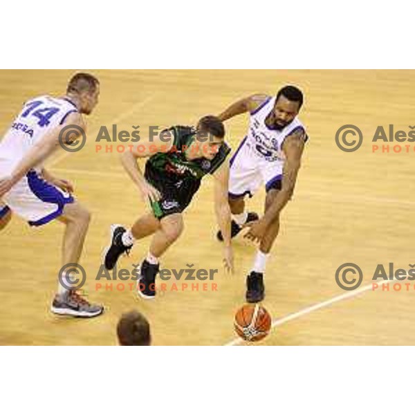 Roko Badzim of Petrol Olimpija in action during FIBA Champions League basketball match between Petrol Olimpija and Rosa Radom in Tivoli Hall, Ljubljana on December 5, 2017