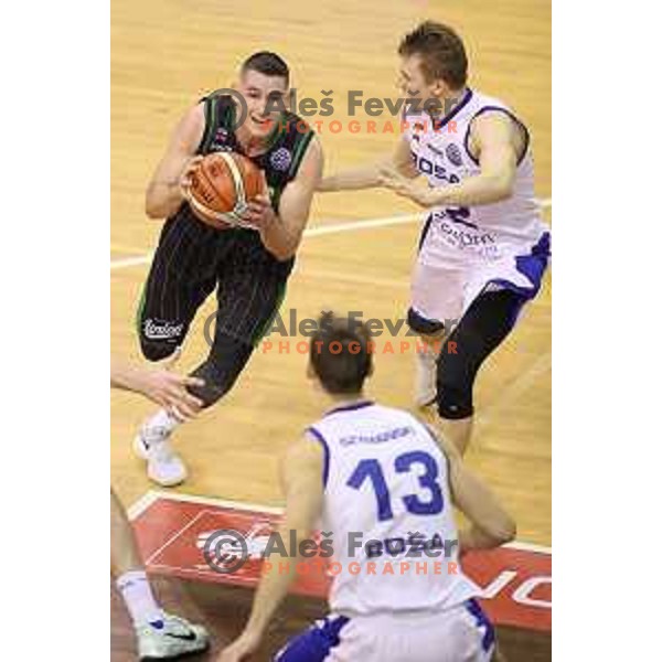 Jan Span of Petrol Olimpija in action during FIBA Champions League basketball match between Petrol Olimpija and Rosa Radom in Tivoli Hall, Ljubljana on December 5, 2017