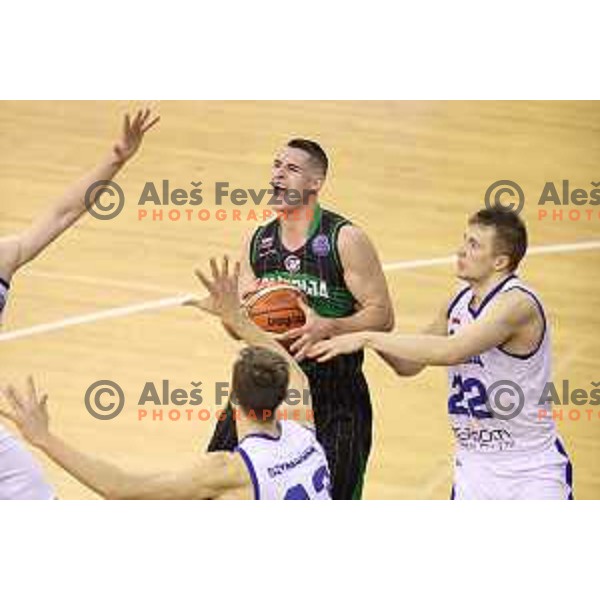 Jan Span of Petrol Olimpija in action during FIBA Champions League basketball match between Petrol Olimpija and Rosa Radom in Tivoli Hall, Ljubljana on December 5, 2017