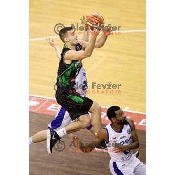 Roko Badzim of Petrol Olimpija in action during FIBA Champions League basketball match between Petrol Olimpija and Rosa Radom in Tivoli Hall, Ljubljana on December 5, 2017