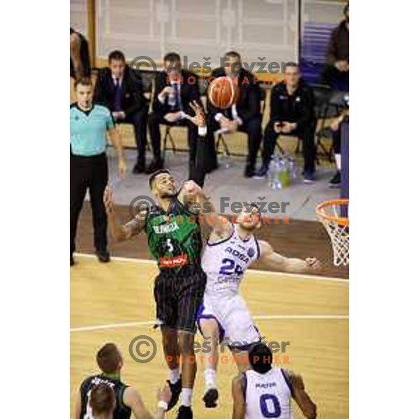 Devin Oliver of Petrol Olimpija in action during FIBA Champions League basketball match between Petrol Olimpija and Rosa Radom in Tivoli Hall, Ljubljana on December 5, 2017