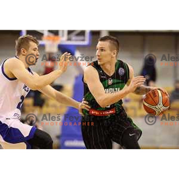 Gregor Hrovat of Petrol Olimpija in action during FIBA Champions League basketball match between Petrol Olimpija and Rosa Radom in Tivoli Hall, Ljubljana on December 5, 2017