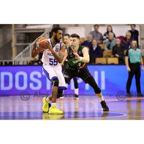 Jan Barbaric of Petrol Olimpija in action during FIBA Champions League basketball match between Petrol Olimpija and Rosa Radom in Tivoli Hall, Ljubljana on December 5, 2017