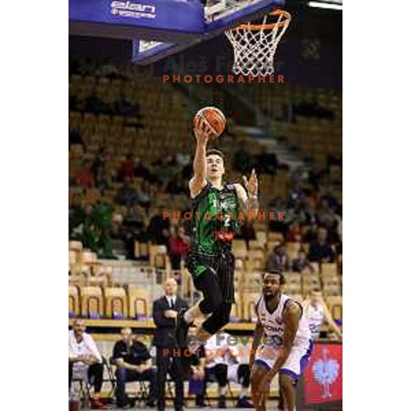 Jan Barbaric of Petrol Olimpija in action during FIBA Champions League basketball match between Petrol Olimpija and Rosa Radom in Tivoli Hall, Ljubljana on December 5, 2017