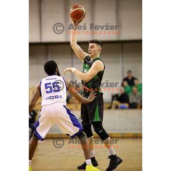 Jan Barbaric of Petrol Olimpija in action during FIBA Champions League basketball match between Petrol Olimpija and Rosa Radom in Tivoli Hall, Ljubljana on December 5, 2017
