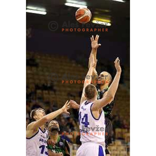 Jordan Morgan of Petrol Olimpija in action during FIBA Champions League basketball match between Petrol Olimpija and Rosa Radom in Tivoli Hall, Ljubljana on December 5, 2017